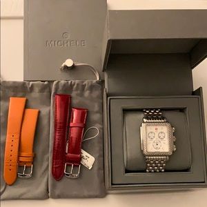 Michele Deco XL watch with extra straps